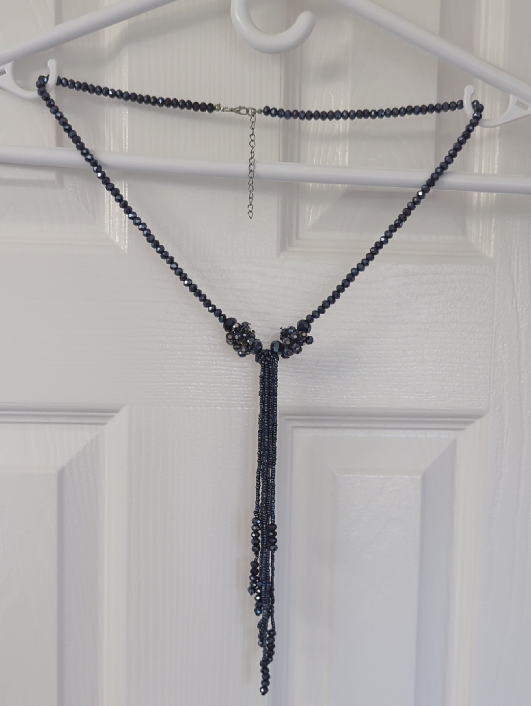 Midnight Blue Beaded Tassel Necklace - Women Jewelry
